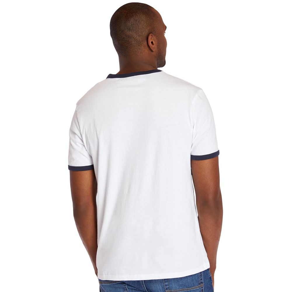 Camisetas Timberland Argentina Hombre - Tree Logo Ringer - Blancas - MCTVYQ-369